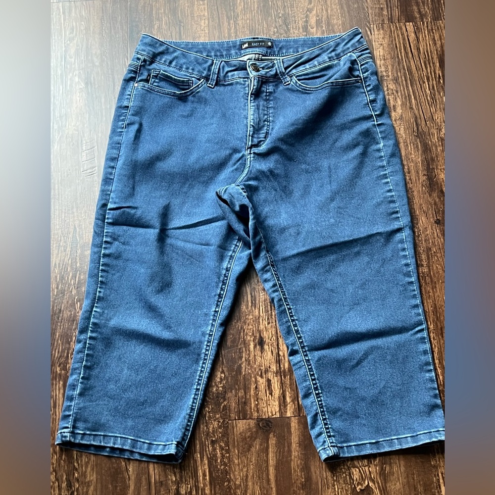 Lee Easy Fit Cropped Jeans Womens Size 16 Petite Blue Denim High Rise 32x19